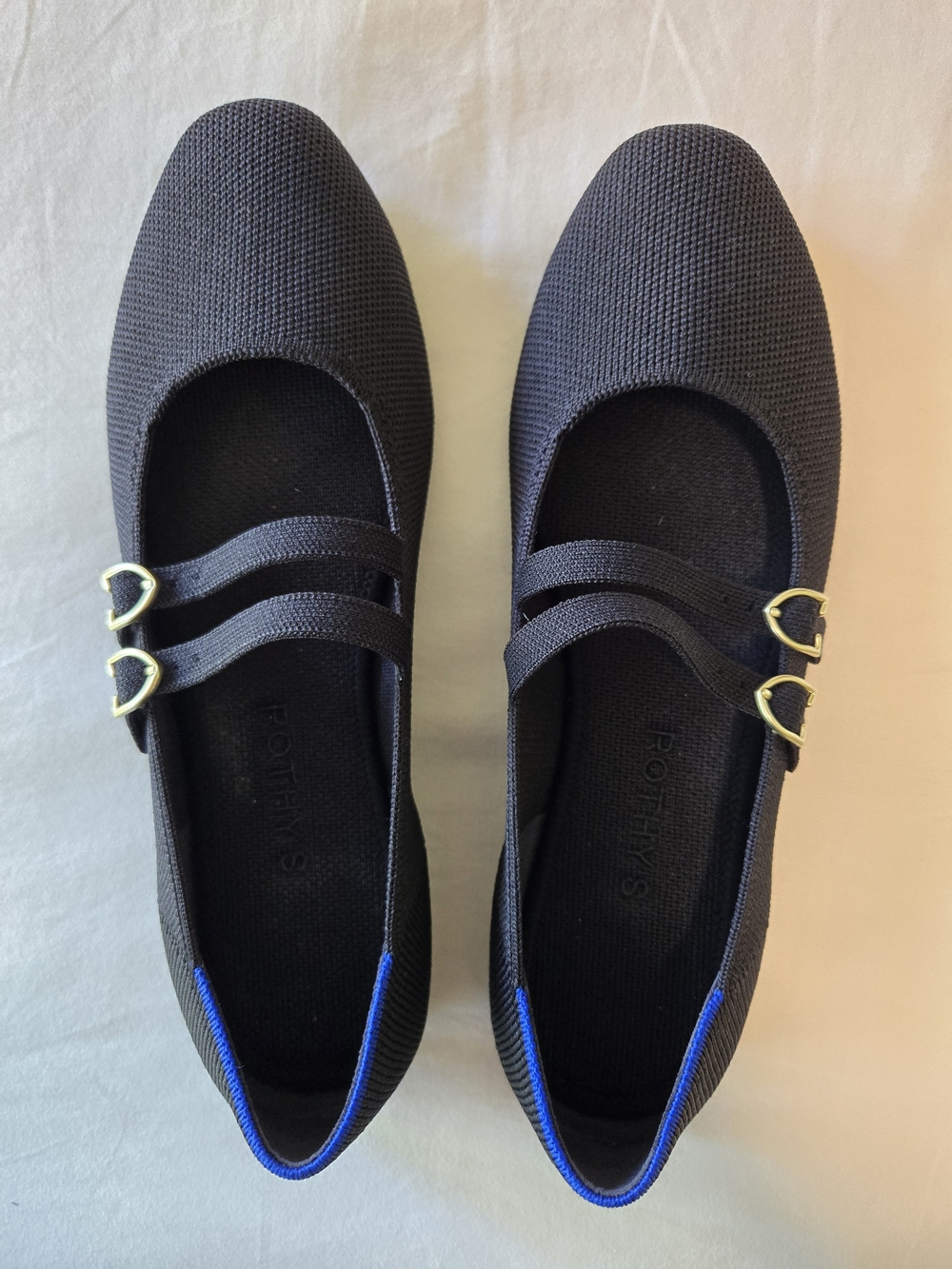 "Rothy's The Double Buckle Mary Jane Black Flats Size 8.5
